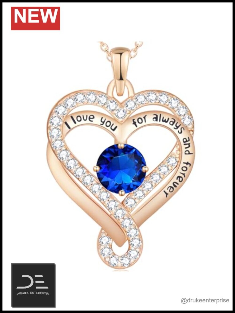 S925 Sterling Silver Infinity Heart Pendant Necklace for Women Gift